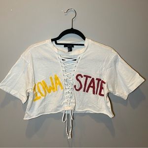 Handmade Iowa State Lace Up Tailgate Crop Top